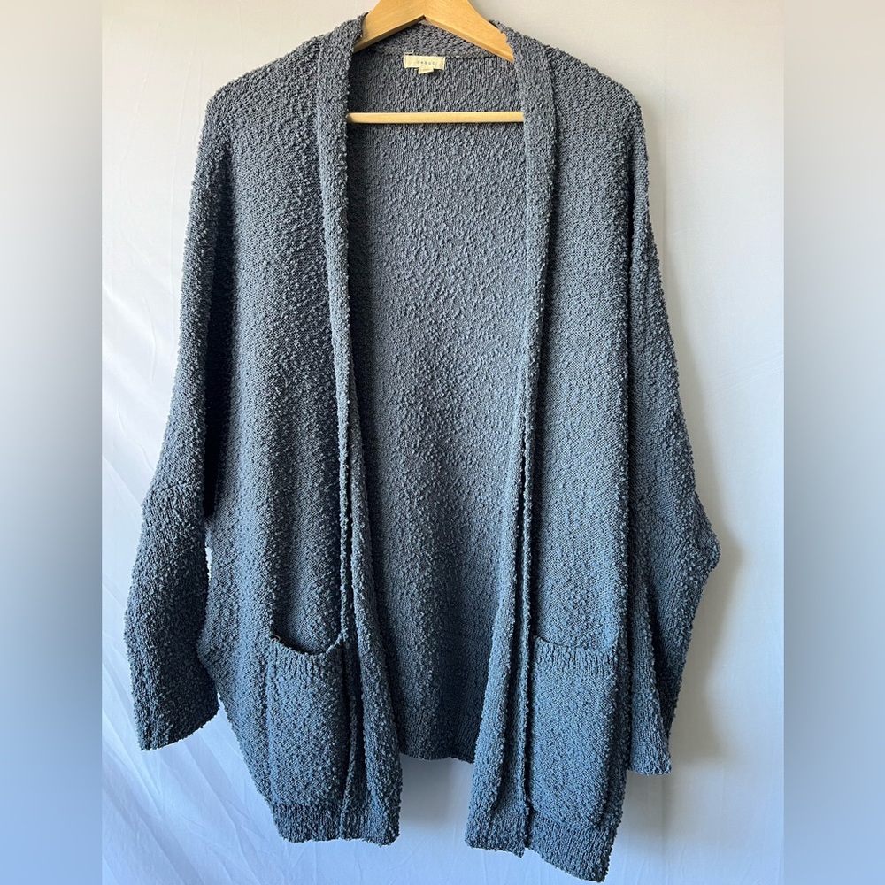 Blue Nubby Cocoon Cardigan